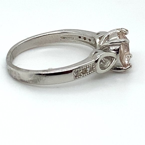 Morganite 1.02ct Platinum Finish Solid 925 Sterling Silver Infinity Ring - Picture 5 of 7